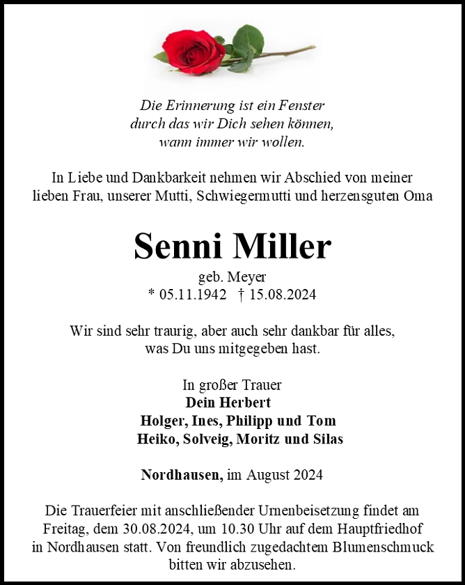 Traueranzeige (Foto: Bestattungshaus Eckhard Schade)