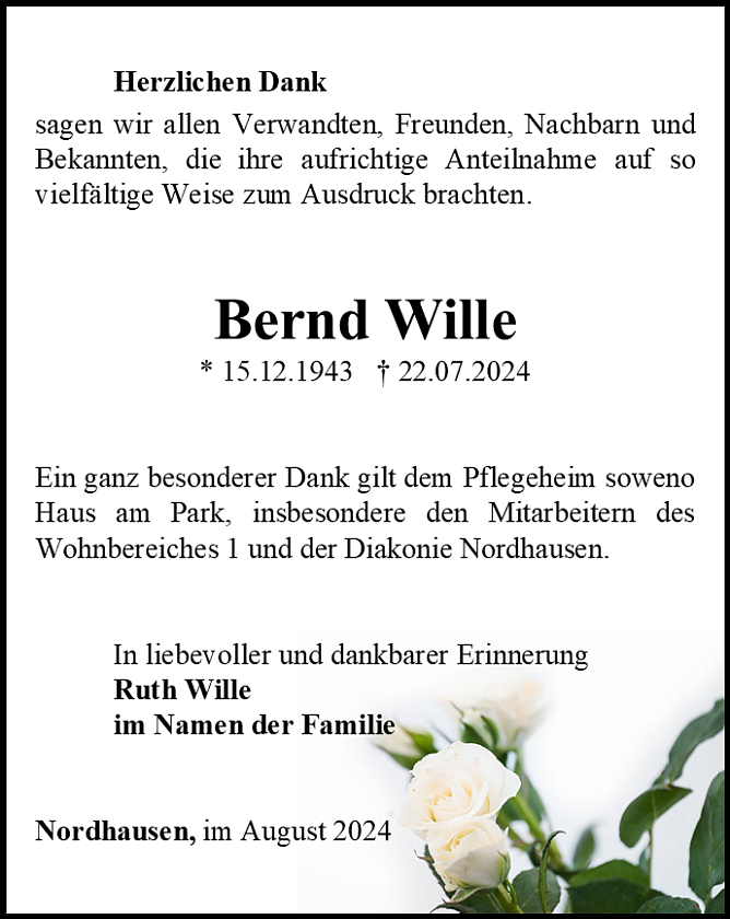 Danksagung (Foto: Bestattungshaus Eckhard Schade)