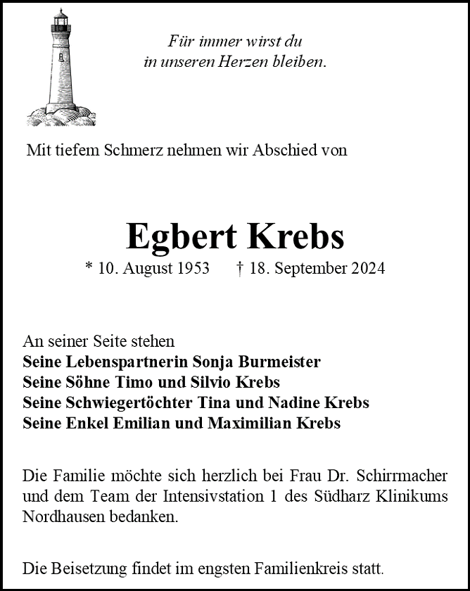 Traueranzeige (Foto: Bestattungshaus Eckhard Schade)