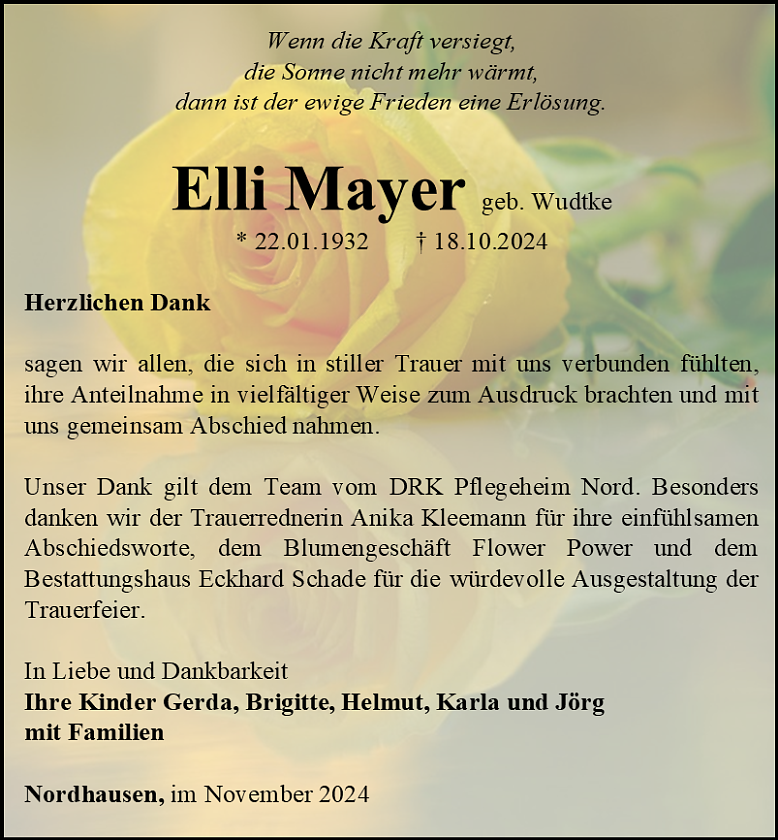 Danksagung (Foto: Bestattungshaus Eckhard Schade)