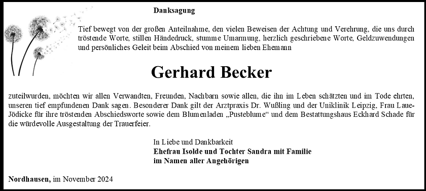 Danksagung (Foto: Bestattungshaus Eckhard Schade)