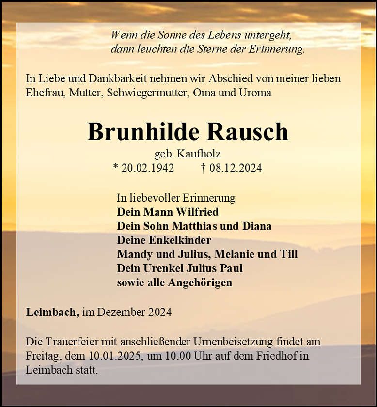 Traueranzeige (Foto: Bestattungshaus Eckhard Schade)