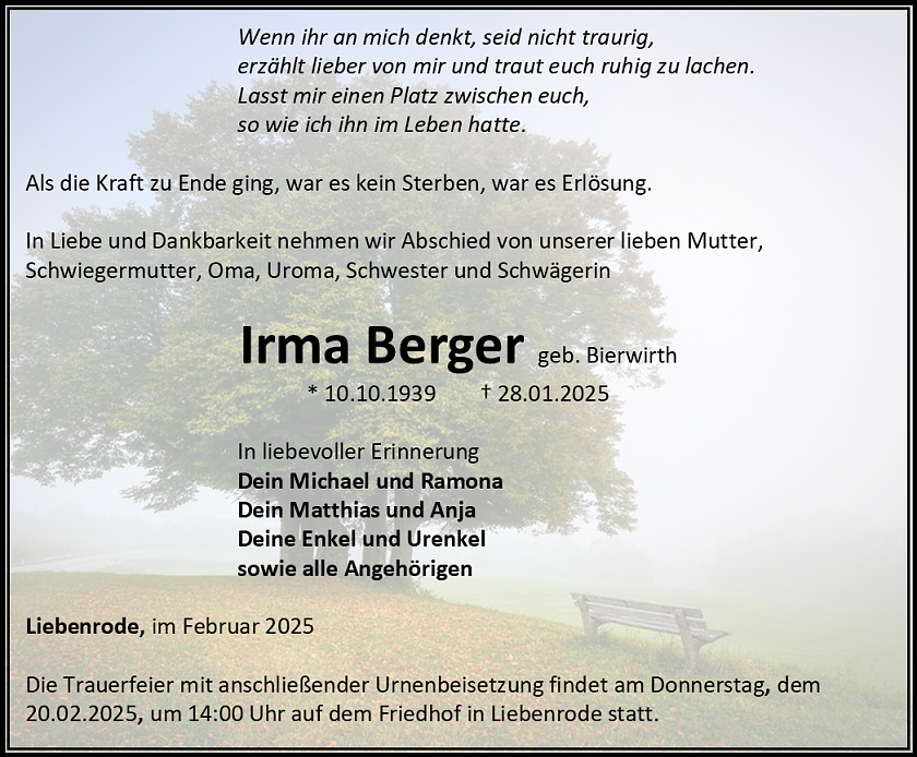 Traueranzeige (Foto: Bestatttungshaus Eckhard Schade)