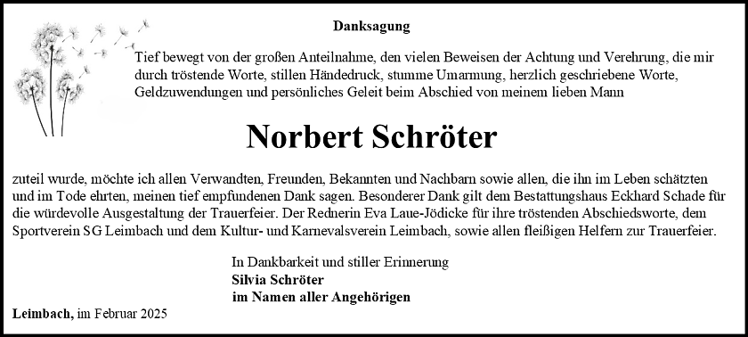 Danksagung (Foto: Bestattungshaus Eckhard Schade)