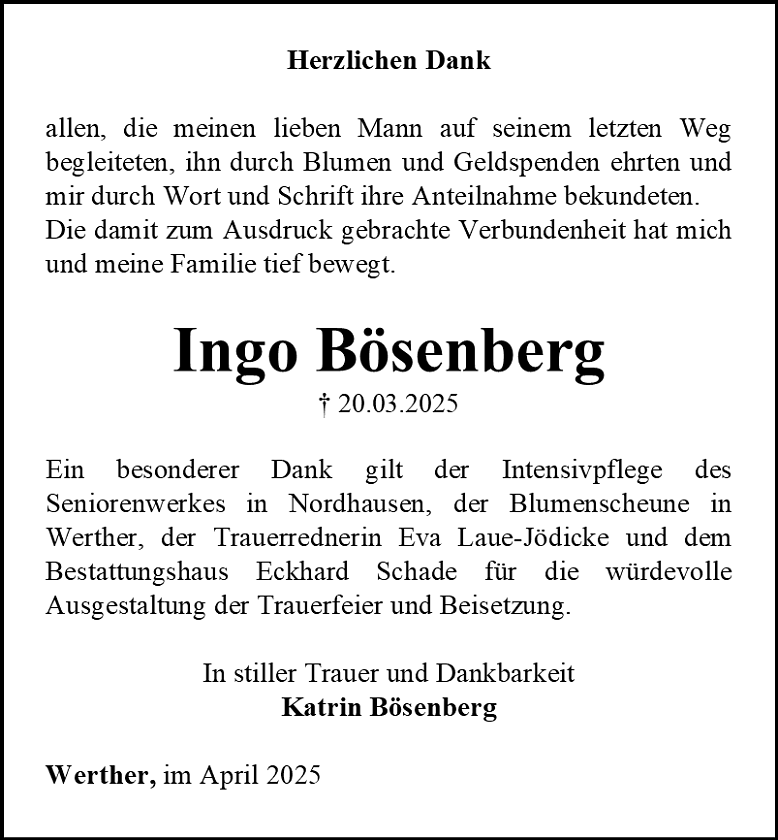 Danksagung (Foto: Bestattungshaus Schade)