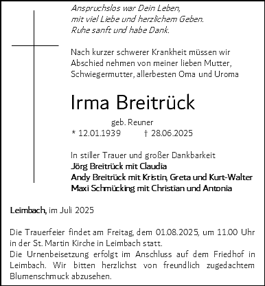 Traueranzeige (Foto: Bestattungshaus Eckhard Schade)