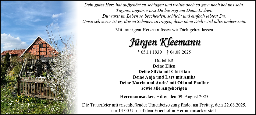 Traueranzeige (Foto: Bestattungshaus Eckhard Schade)