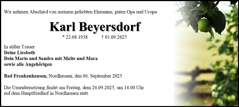 Traueranzeige  (Foto: Bestattungshaus Eckhard Schade)