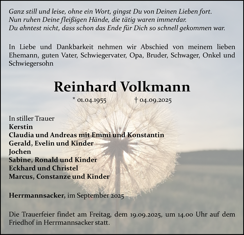 Traueranzeige (Foto: Schade)