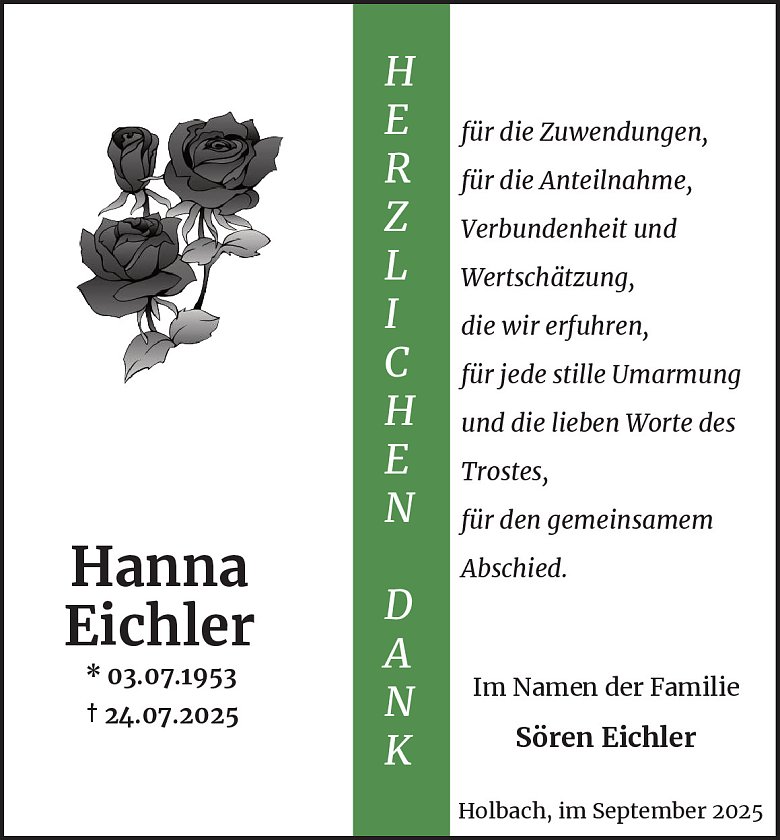 Danksagung (Foto: Bestattungsinstitut Westerhausen)