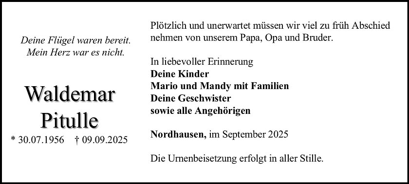 Traueranzeige  (Foto: Schade)