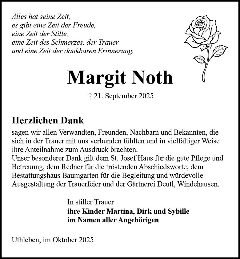 Danksagung (Foto: Bestattung Baumgarten)