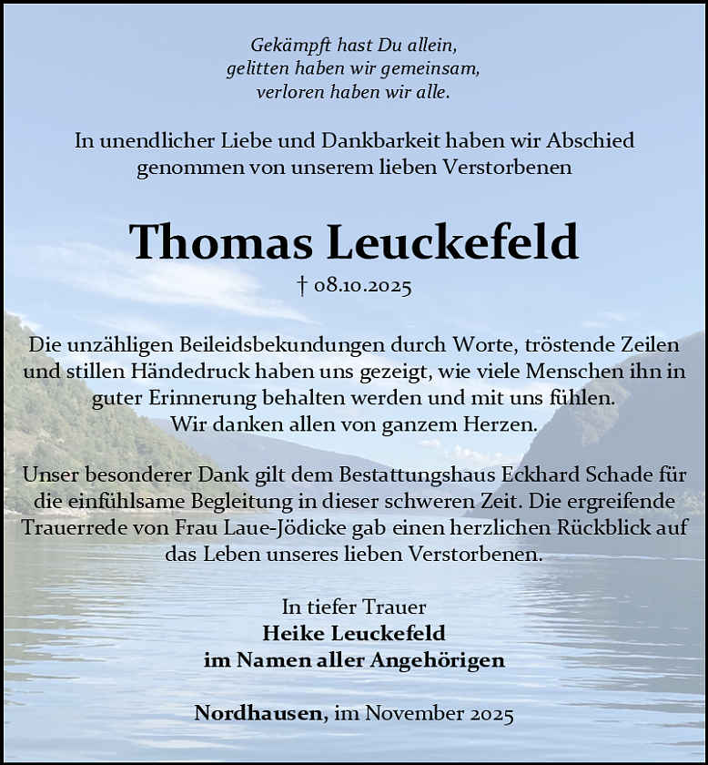 Danksagung (Foto: Bestattungshaus Eckhard Schade)