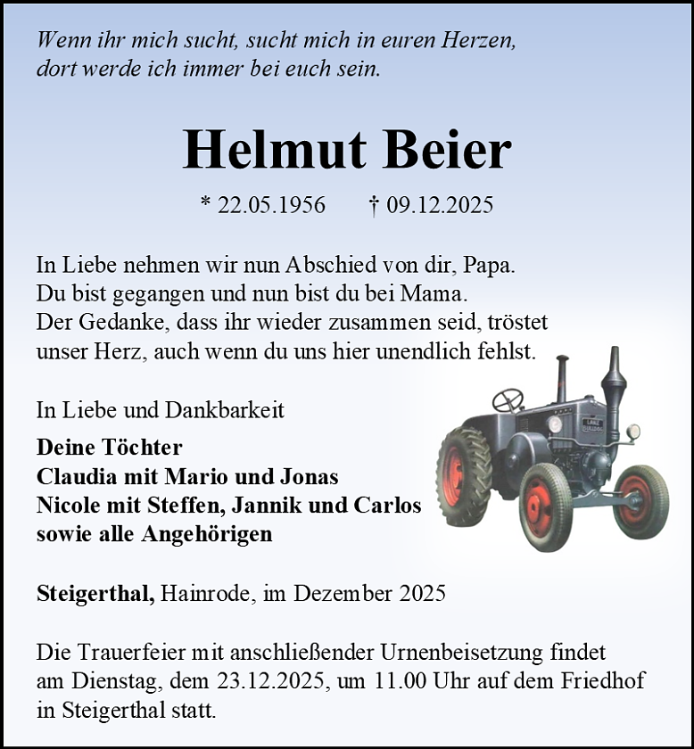 Traueranzeige (Foto: Schade)