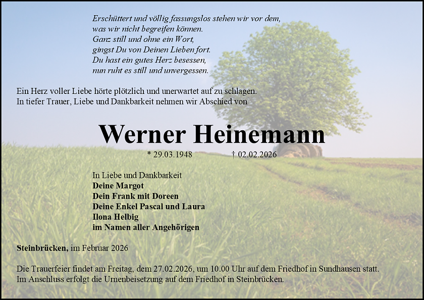 Traueranzeige (Foto: Bestattungshaus Schade)