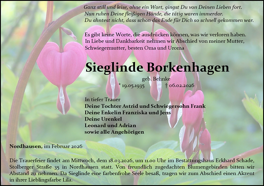 Traueranzeige (Foto: Schade)