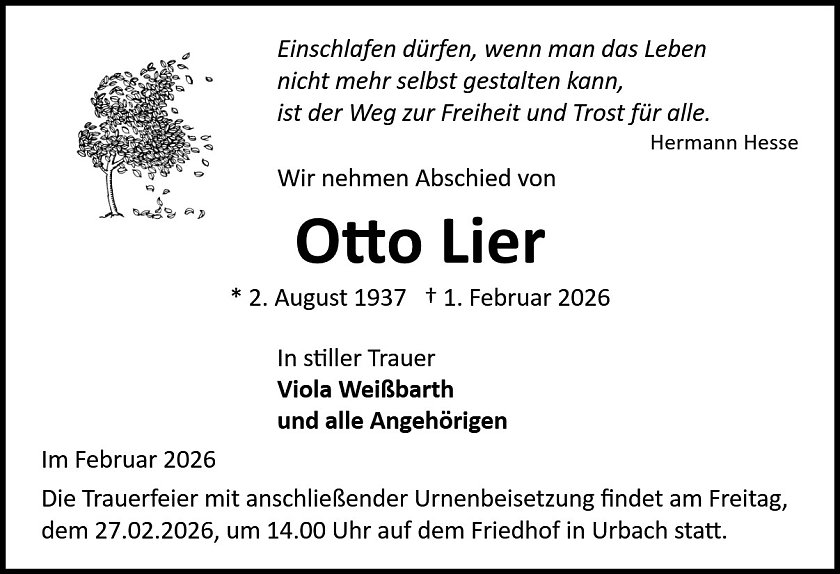 Traueranzeige (Foto: Bestattung Baumgarten)