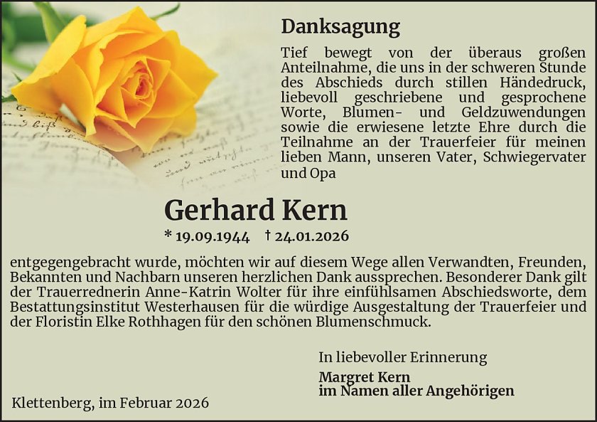 Danksagung (Foto: Best. Westerhausen)