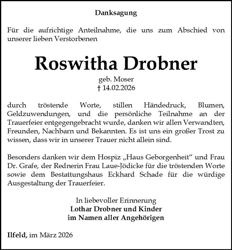 Danksagung (Foto: Bestattungshaus Eckhard Schade)