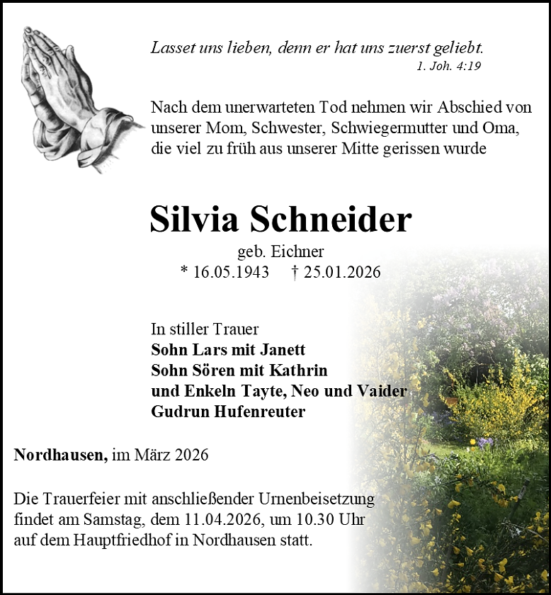 Traueranzeige (Foto: Schade)