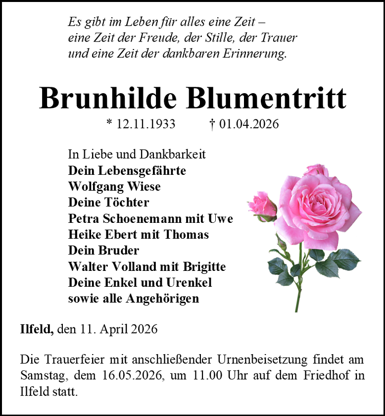 Traueranzeige (Foto: Schade)