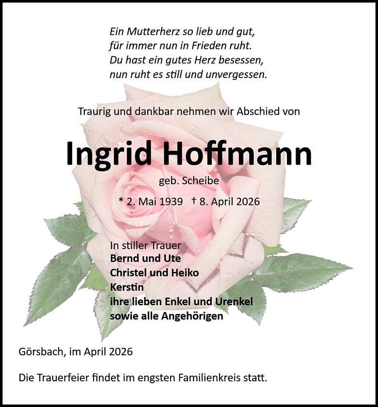 Traueranzeige (Foto: Bestattung Baumgarten)