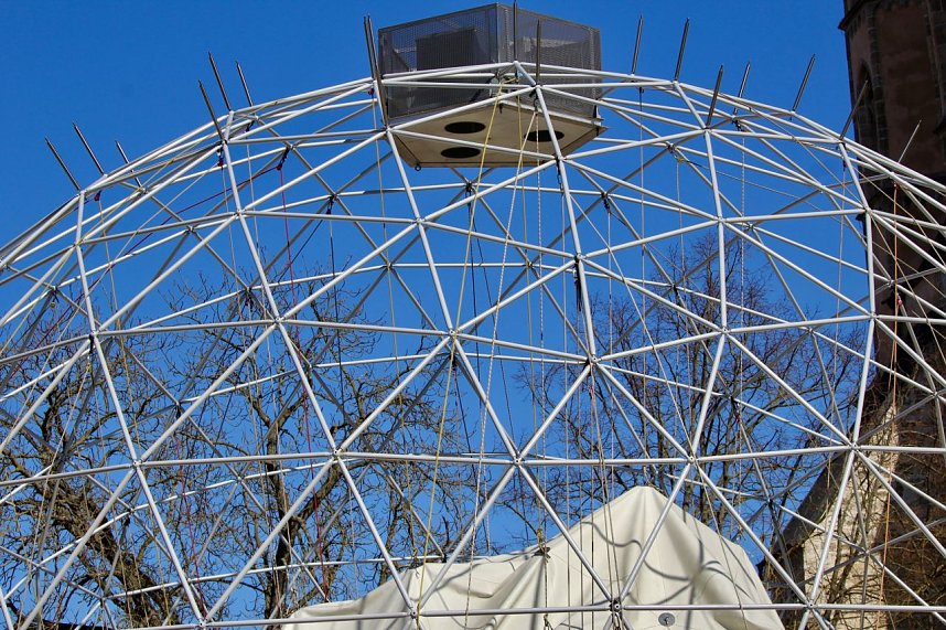 Aufbau des Umweltpavillions 