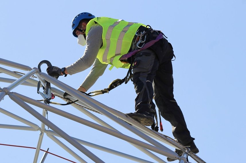 Aufbau des Umweltpavillions 