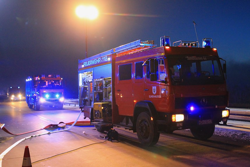 Lkw Brand auf der A38